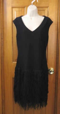 Nuevo con etiquetas Vestido Frank Lyman Negro Sin Mangas Flecos Cuello en V Forrado Talla 6* Foto 1 de 4
