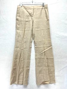 J. Crew City Fit 100% Linen Pants Women's Size 4 - Flax Beige Wide Leg Mid Rise - Picture 1 of 13