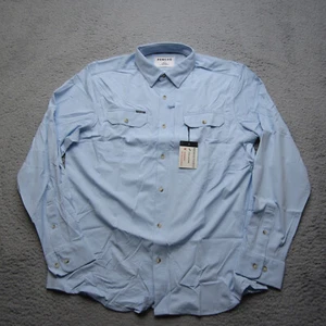 Poncho Outdoor Shirt Mens L Button Up Blue Magnetic Pockets Fishing Hunting Slim - Picture 1 of 11