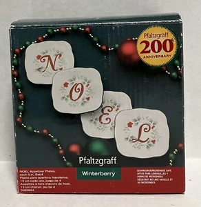 Pfaltzgraff Winterberry NOEL 5” Appetizer Tidbit Plates Decorative Set of 4 NOB - Picture 1 of 6