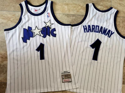 Orlando Magic Penny Hardaway white Pinstriped basketball retro jersey - Image 1 of 4