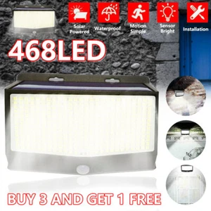 468LED Solar Power Wall Light Waterproof PIR Motion Sensor Outdoor Street Lamp Z - Picture 1 of 13
