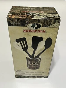 Mossy Oak Kitchen Tool and Crock Set 6 pc utensils Camo Spoon Turner NIB - Picture 1 of 7