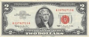 USA $2 Series of 1963 Block A Red Seal Circulated Banknote Z13 - Picture 1 of 2