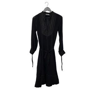 All Saints Bib Silk Chiffon Tie Midi Dress Size XS Black - Picture 1 of 7