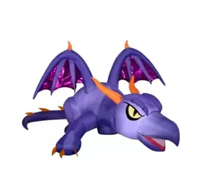 8.5' Inflatable Halloween Animated Mixed Media Purple & Orange Dragon w/ Turning - Picture 1 of 1
