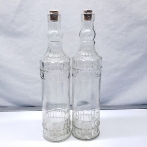 2 bouteilles en verre décanteur rétro transparent Greenbrier décoration intérieure 12 pouces avec liège neuf scellé