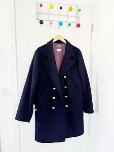 Men's GANT Rugger "The Doubler" Blue Wool Blend Double Breasted Overcoat Size M - Picture 1 of 9