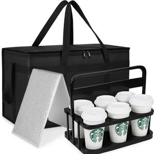 XXL Isolierte Lebensmittel Liefertasche mit Hartboden Thermo Kühltasche Träger - Bild 1 von 9
