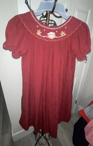 Rosalina Collection Girls Size 6Y Smocked Dress Gingerbread embroidery - Picture 1 of 9