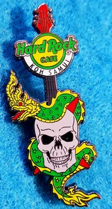 KOH SAMUI THAILAND GREEN DRAGON COILED AROUND GREY SKULL GUITAR Hard Rock Cafe - Picture 1 of 1
