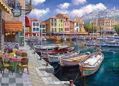 Cobble Hill Café in Cassis Jigsaw Puzzle (1000 Pieces) - Image 1 of 2