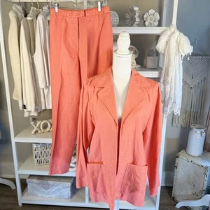 Pursuits Ltd. Gr. 12 Anzug lachsrosa orange 100% Leinen, Sommer, Frühling #3791 - Bild 1 von 9