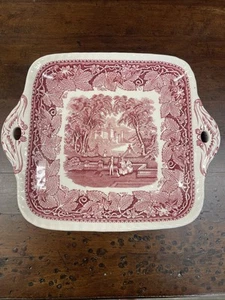 Masons Vista Pink (Red) 11" Square Cake Plate Vintage Ironstone England Lovely! - Bild 1 von 12