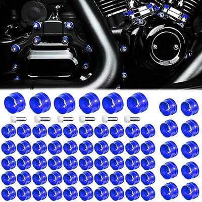 66X Blue Engine Bolt Topper Caps Cover For Harley Street Road Glide Twin Cam1 - Image 1 of 4