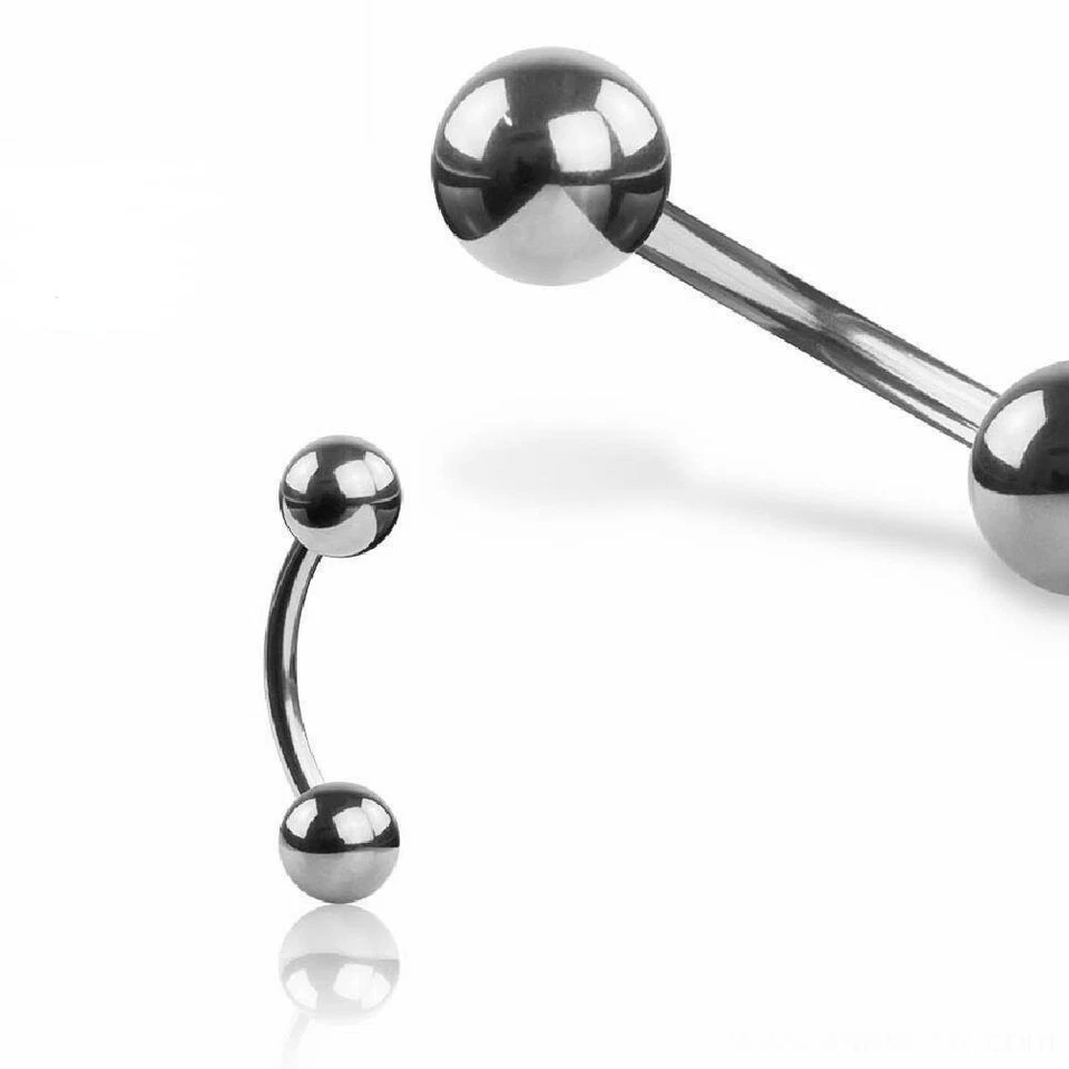 Banana 1,2Mm 1,6Mm Argento Piercing Curvo Hantel Curved Barbell Sopracciglia - Immagine 1 di 1