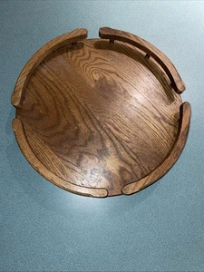Roble Lazy Susan madera maciza vintage de 16" - Imagen 1 de 6