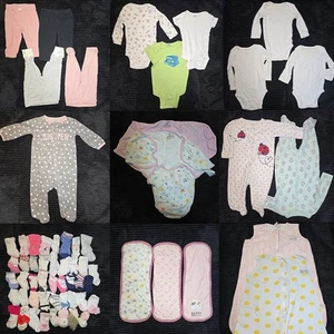 Baby Girl 6M Clothing Lot 30+ Pc – Carter’s, Pajamas, Sleep Sacks, More! - Picture 1 of 11