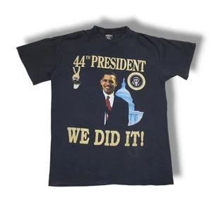 Vintage Barrack Obama Shirt Mens 2XL XXL Black 2000s 44th President Y2K Logo - Picture 1 of 10