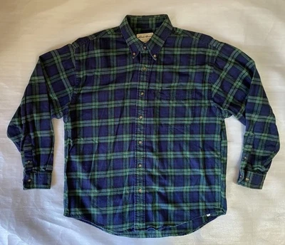 Camisa Eddie Bauer a Cuadros Abotonada Para Hombres Talla M Verde Manga Larga Bolsillo Top Foto 1 de 4