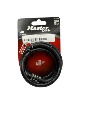 Master Lock 8143D комбинированный кабельный замок — 4 фута черный — НОВЫЙ - Изображение 1 из 4