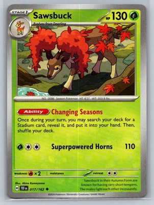 Sawsbuck #017/162 SV05: Temporal Forces Uncommon - Pokemon Cards C89 - Image 1 of 2