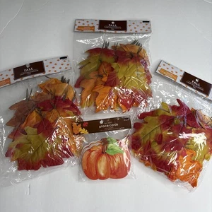 Set Blatt Herbst Deko Herbst Party Kürbis Tischkarten Neu in Verpackung Orange Rot Gelb - Bild 1 von 7