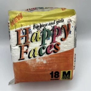 Vintage Happy Faces Einweg Baby Windeln 18er Pack Medium 12-24 lbs - Bild 1 von 7