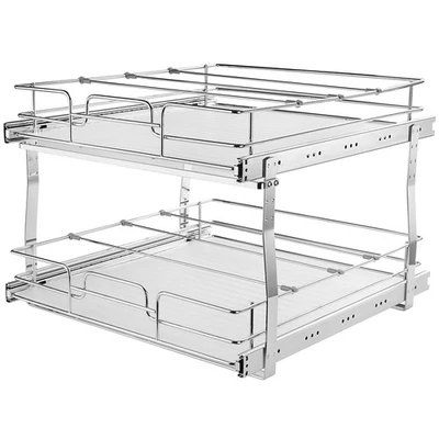 2-Tier Kitchen Cabinet Pull Out Shelf Organizer Slide Out Drawer 17"Wx21"D - Image 1 of 4
