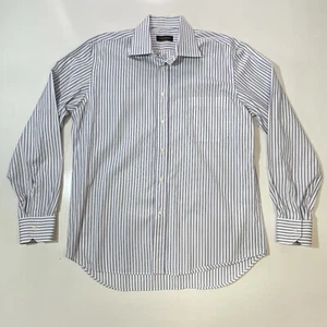 Canali Dress Shirt Men’s 16-41 White Purple/Blue Stripe Cotton Business Classic - Picture 1 of 9