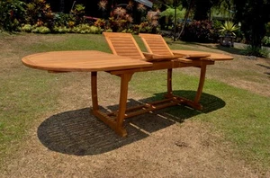94" OVAL TABLE w/ TRESTLE LEGS -TEAK WOOD GARDEN OUTDOOR DINING FURNITURE PATIO - Picture 1 of 4