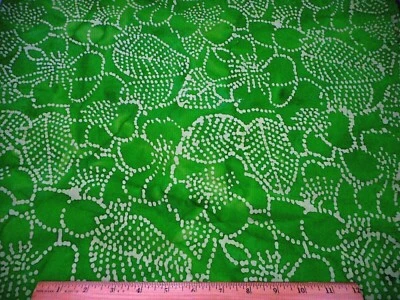 Batik Fabric By Half-Yard Lt Green Floral on Green Hoffman Premium Cotton #9 #C - Image 1 of 2