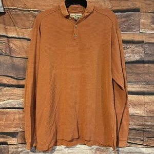 Camisa Polo Tommy Bahama Para Hombres M Mezcla Seda Naranja Quemado Manga Larga Acanalada - Imagen 1 de 6