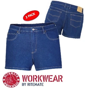 RITEMATE -2 PACK- MENS STRETCH DENIM 13.75OZ TRUCKER JEAN WORK SHORT - RM112TSD - Picture 1 of 6