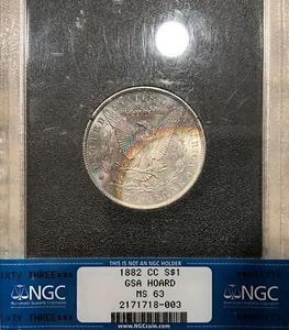 1882-CC GSA Morgan Dollar NGC MS63 Stunning Crescent Rainbow Toning! - Picture 1 of 6