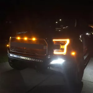 4X Smoked LED Front Grille Grill Running Amber Lights For Ford F150 F-150 F250 - Foto 1 di 8