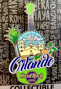2023 HARD ROCK HOTEL ORLANDO LANDMARK GITARRENSERIE ORANGE BLÜHENPIN - Bild 1 von 1