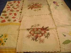 VTG Napkins Embroidery 6 pc Different Size, Color, Material, Brand New &Used - Picture 1 of 5