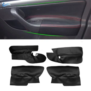 4X For 05-2010 VW Jetta Golf 5 V MK5 Door Panels Armrest Cover Black Leather 3DR - Picture 1 of 7