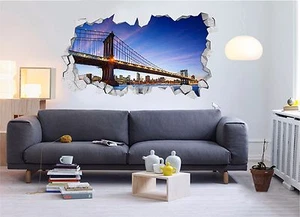 3D Sky bridge 513 Wall Murals Stickers Decal breakthrough AJ WALLPAPER AU Lemon - Picture 1 of 6