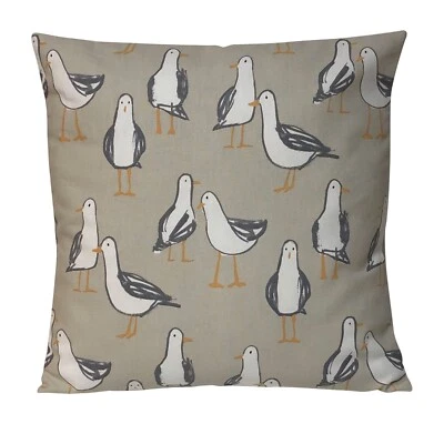 1 x Clarke & Clarke Laridae Taupe Grey Seagulls Cushion Cover 16” 18” 20” 22” - Image 1 of 2