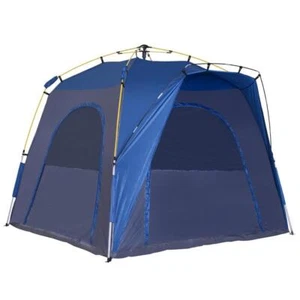 Outsunny Camping Tent 78" x 94" Automatic Hydraulic Pop Up 5-Person in Blue - Picture 1 of 6