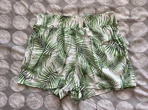 Sigrid Olsen Palm Frond Elastic Waist Linen Blend Shorts Sz S - Picture 1 of 9