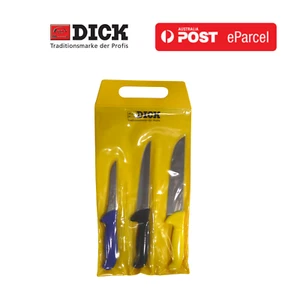 F. Dick 8257000 3-Piece Butchers Chefs Knife Set Pouch Ergogrip Germany - Picture 1 of 1