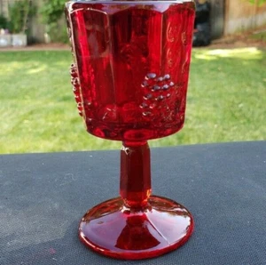 L.G. Wright Ruby Panel Grape 2 oz. Wine Glass 4" Tall x 2" Wide - Picture 1 of 4