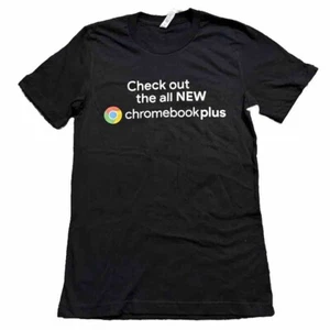 Camiseta negra Google Chromebook Plus para hombre talla S pequeña manga corta promoción tecnológica - Imagen 1 de 9