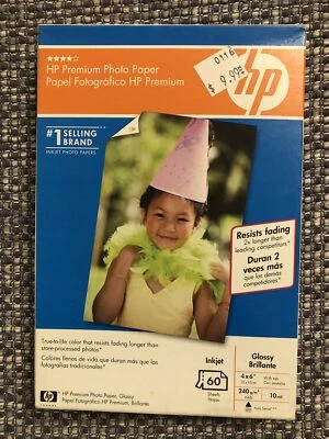 HP Premium 4 X 6 Photo Paper Glossy 60 sheets Inkjet NOS Q1989A - Image 1 of 4