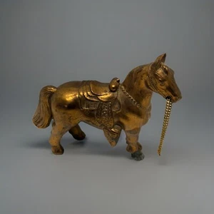 Estatuilla de caballo vintage de metal y latón - Imagen 1 de 3