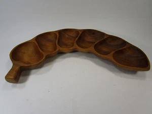 Vintage Monkey Pod Wood Serving Tray Dish Retro Seed Pod - Picture 1 of 6