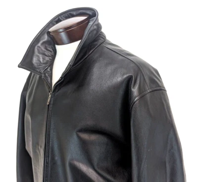 Chaqueta Moto De Colección GAP Para Hombre Y2K Años 2000 Negra CUERO PESADO 112978 Talla L ¡USADA EN EXCELENTE ESTADO! * Foto 1 de 4